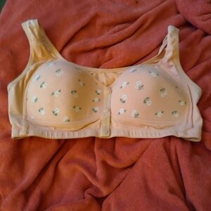 Floral Print Cream Front Closure Bra
